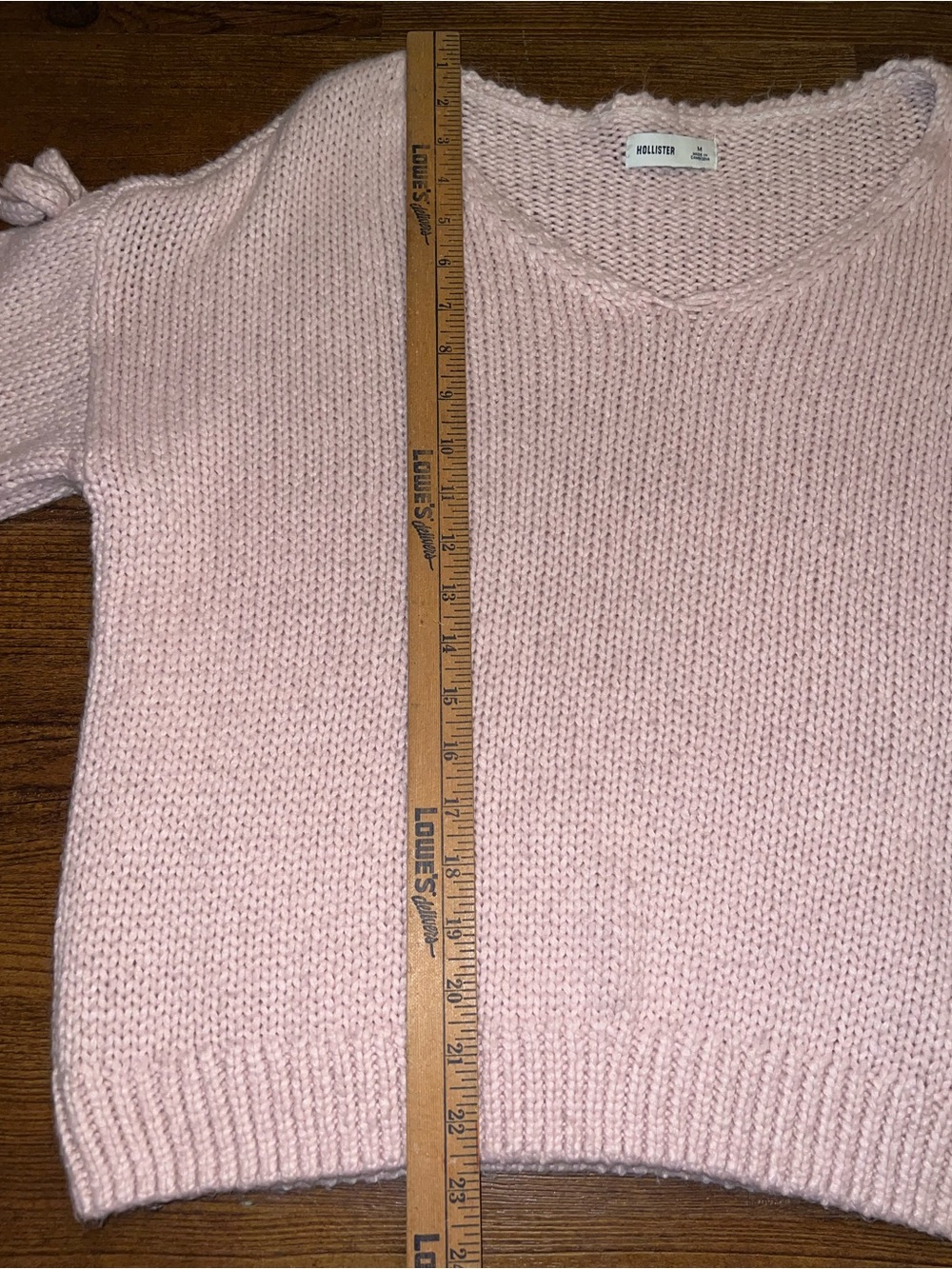 Hollister Pink Oversized Slouchy Knit Off Shoulder Bow Applique Sweater Size M - Picture 12 of 12